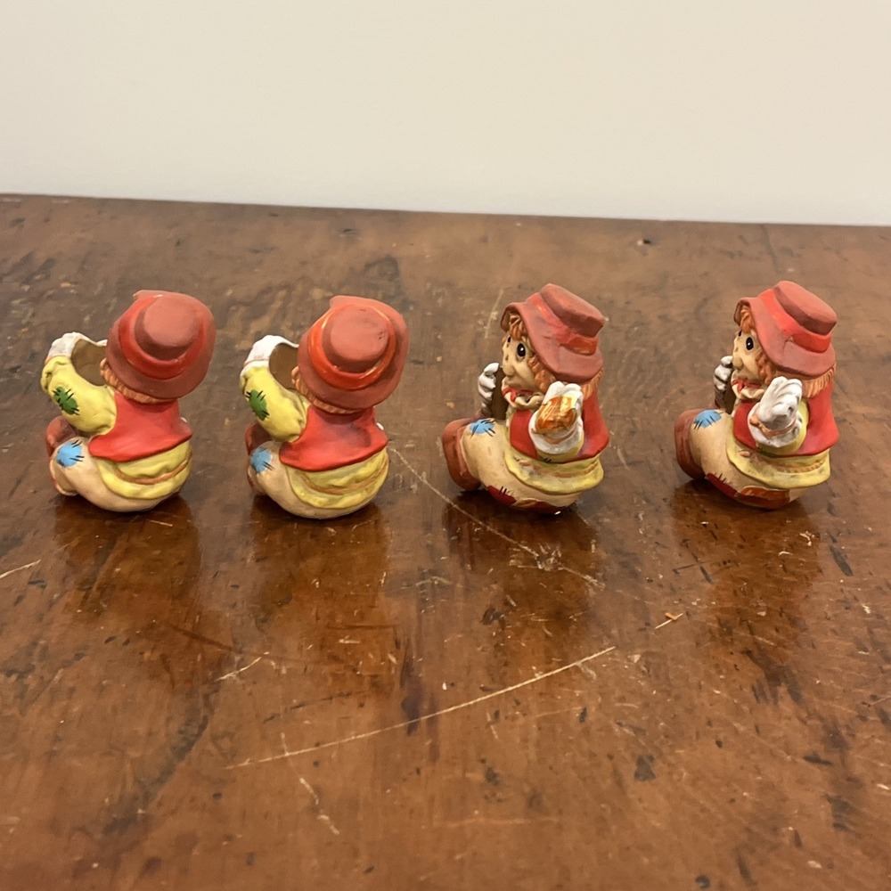 Vintage Lefton 4 Scarecrow Candle Huggers Japan EUC, Fall, Halloween Decor - Picture 7 of 10